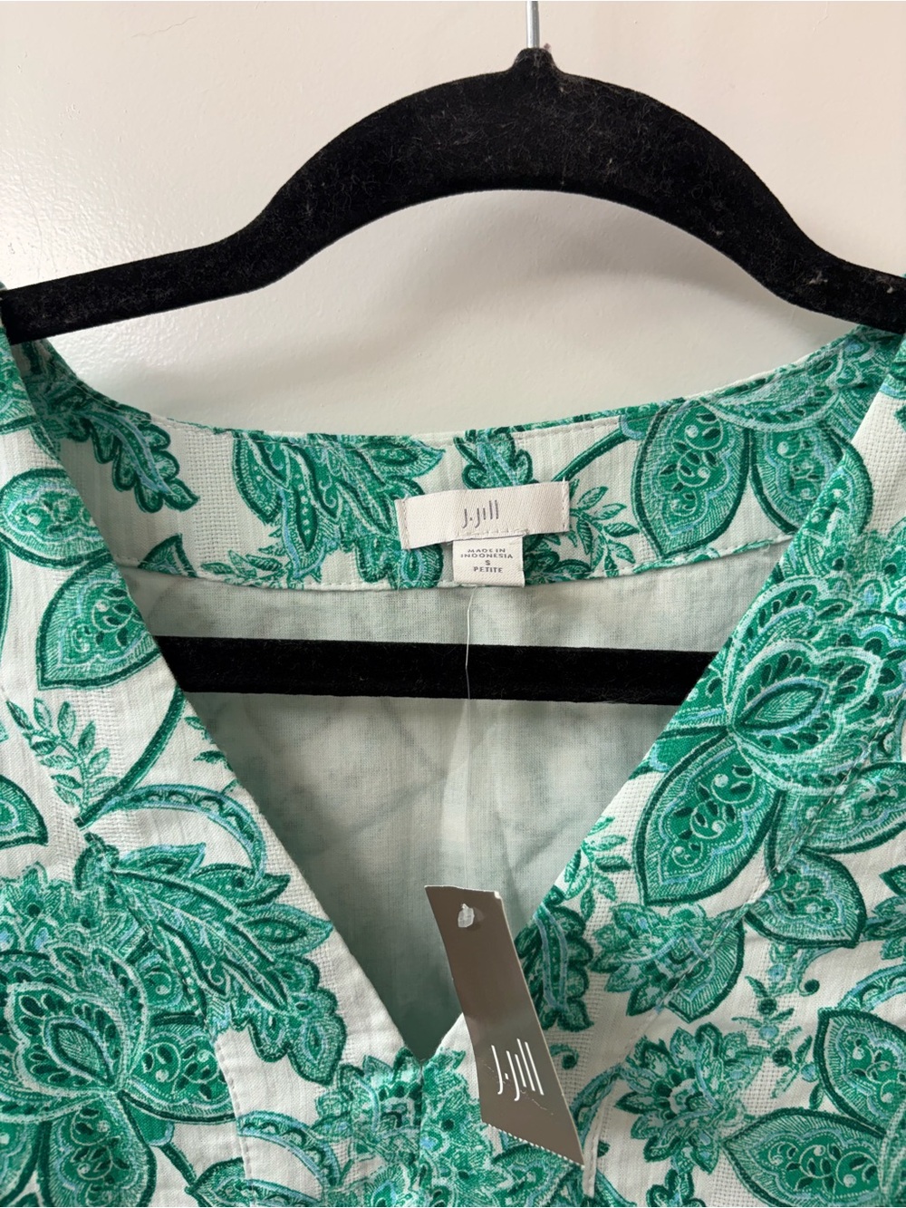 NWT J.JILL PETITE TURQUOISE FLORAL PRINT V-NECK DRESS SZ SP - Picture 4 of 6